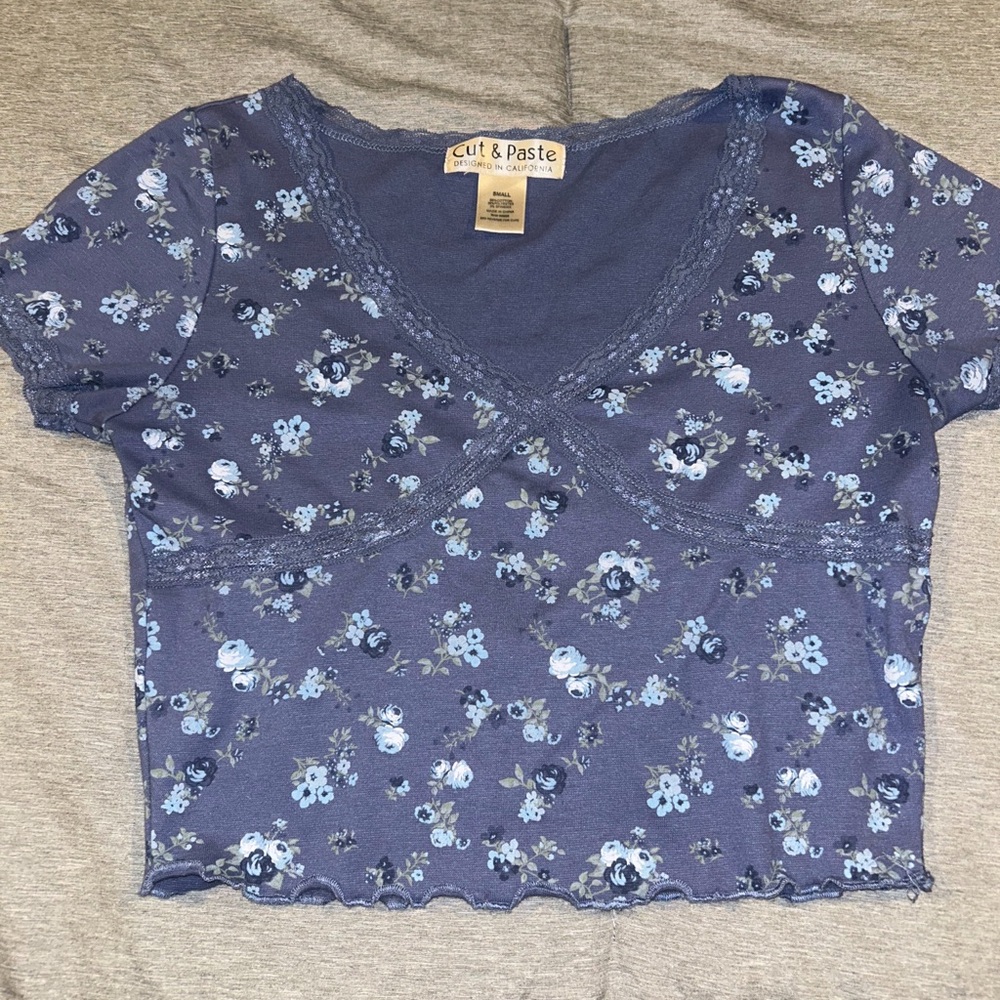 Blue Floral Women's Top